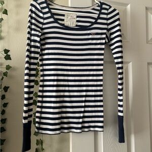 Hollister Classic Navy and White Striped Tee